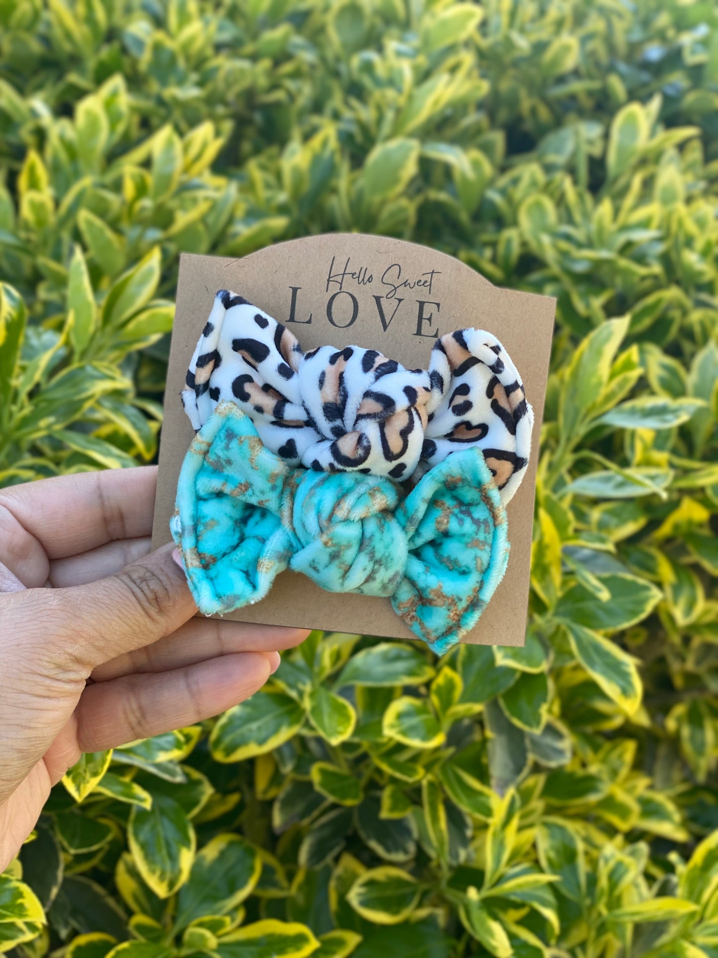 RTS: Safari Love / Turquoise - 2 bow bundle