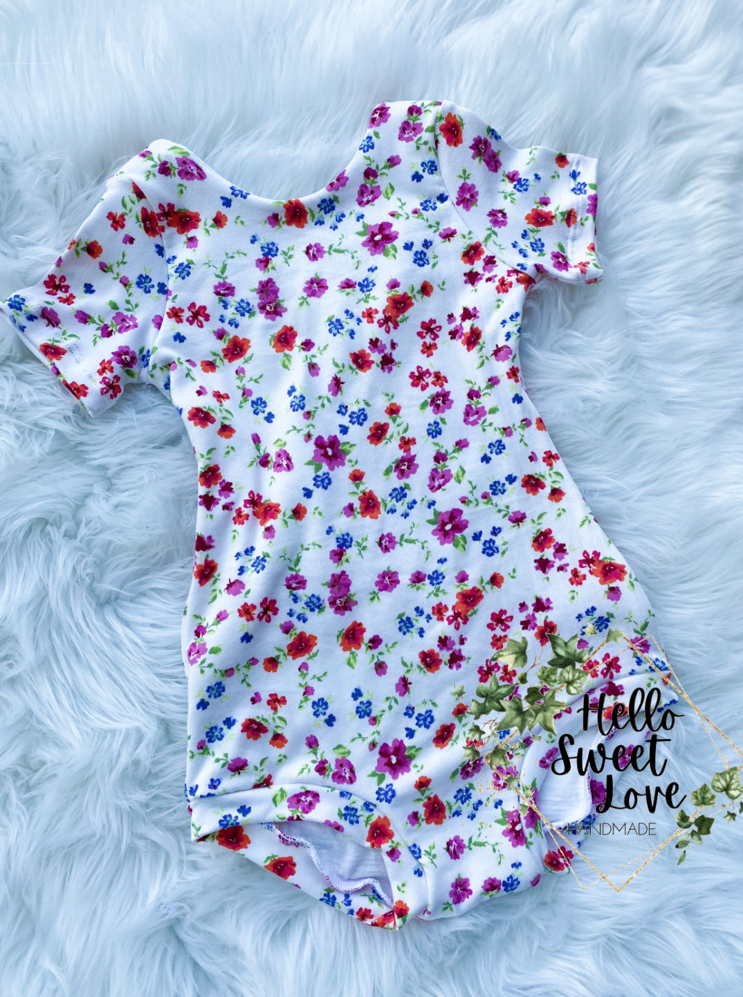 RTS- white/red floral Leotard