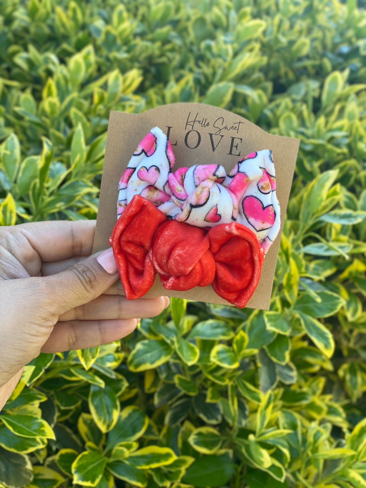 RTS: Pink Glitter Hearts / Red - 2 bow bundle