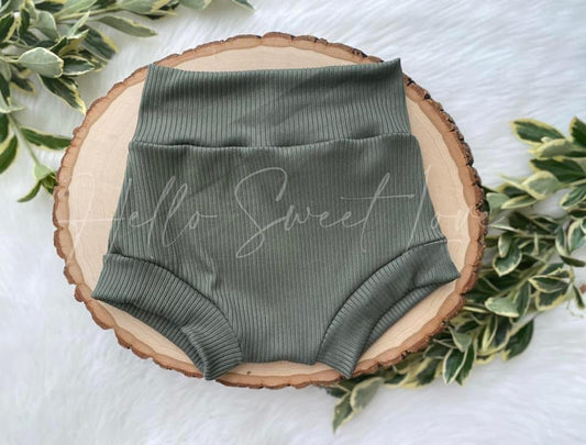 Olive Green Rib Bummie/biker short