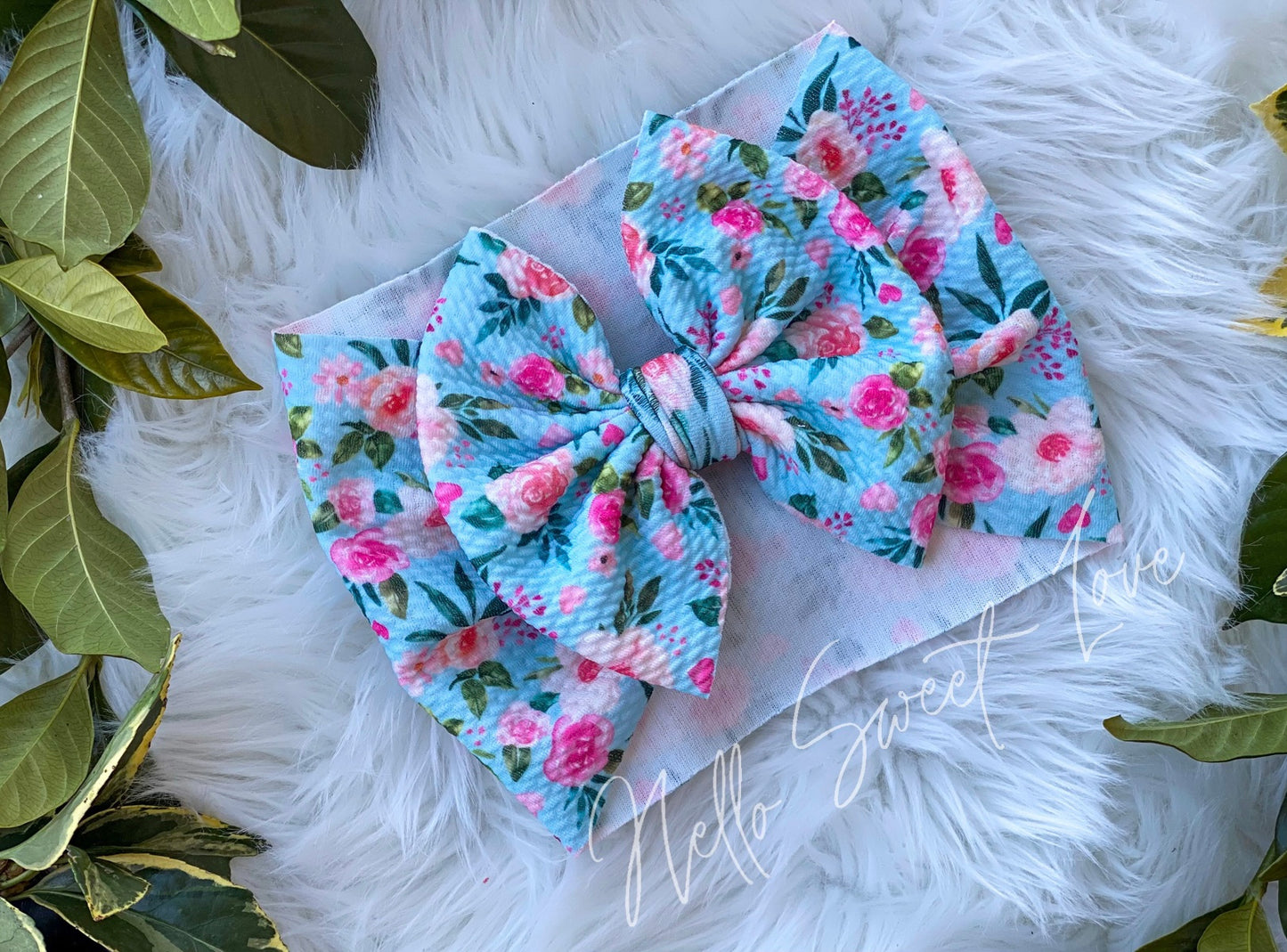 RTS- pink on blue floral
