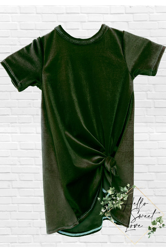 Olive Velvet : Tshirt Dress